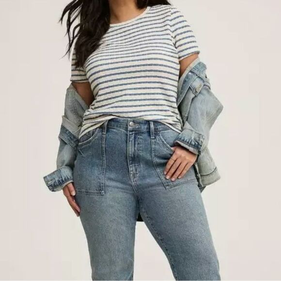 Torrid Vintage Inspired Striped Short Sleeve Top, Textured, Stretchy NWT 4X - Picture 2 of 14